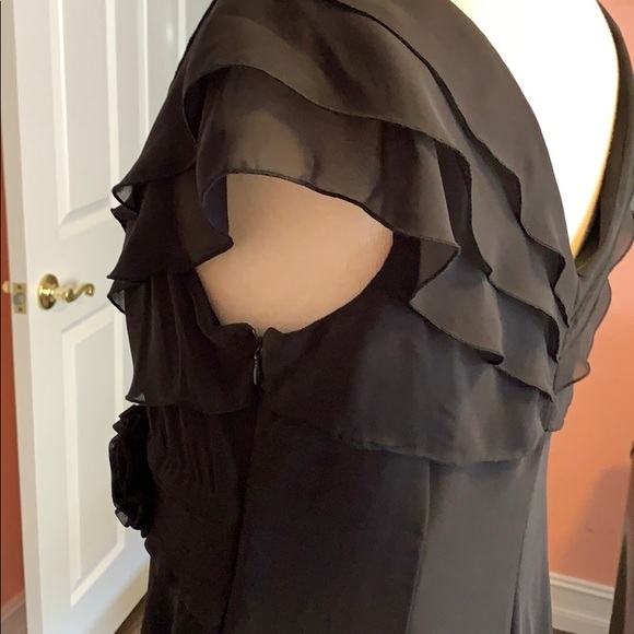 MSK Black Chiffon Midi Length Cocktail Dress - Picture 7 of 8